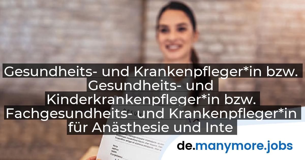 Gesundheits- und Krankenpfleger*in bzw. Gesundheits- und Kinderkrankenpfleger*in bzw. Fachgesundheits- und Krankenpfleger*in für Anästhesie und Intensivpflege bzw. Fachgesundheits- und Kinderkrankenpfleger*in für Anästhesie und Intensivpflege: Universitätsklinikum Düsseldorf | manymore.jobs