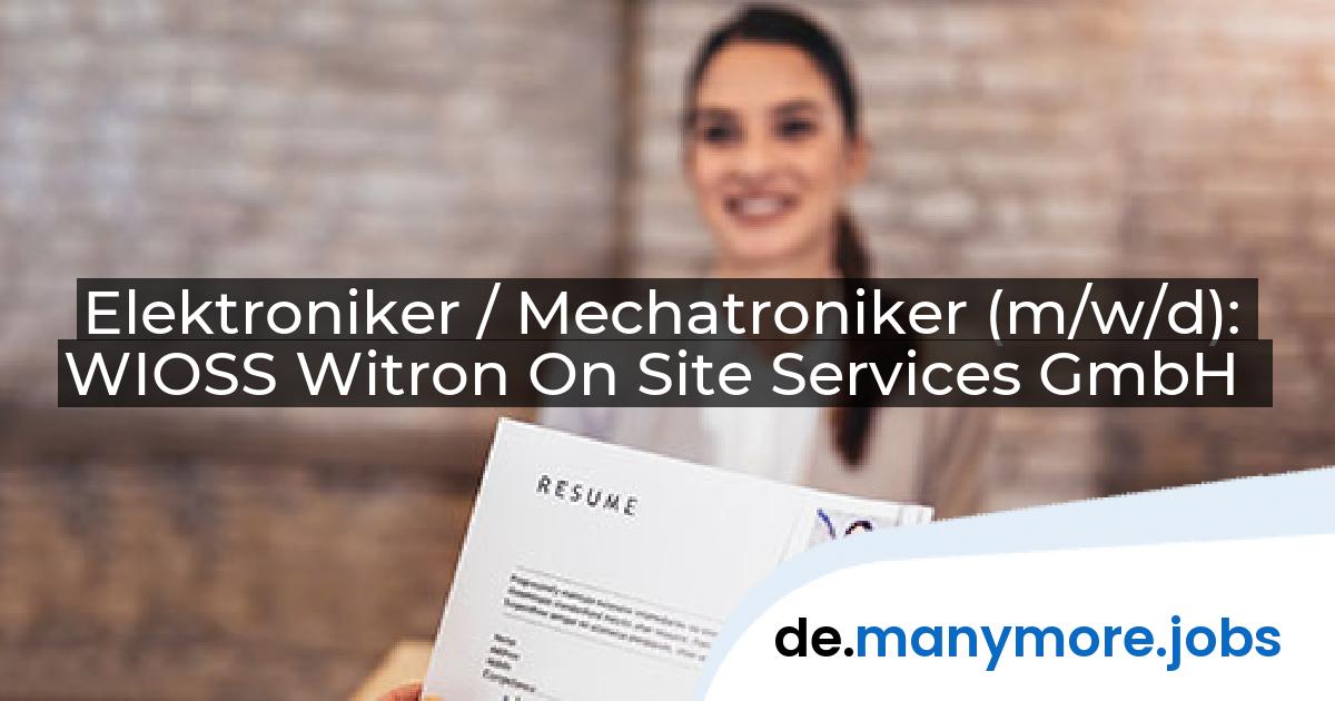 Elektroniker / Mechatroniker (m/w/d): WIOSS Witron On Site Services GmbH | manymore.jobs