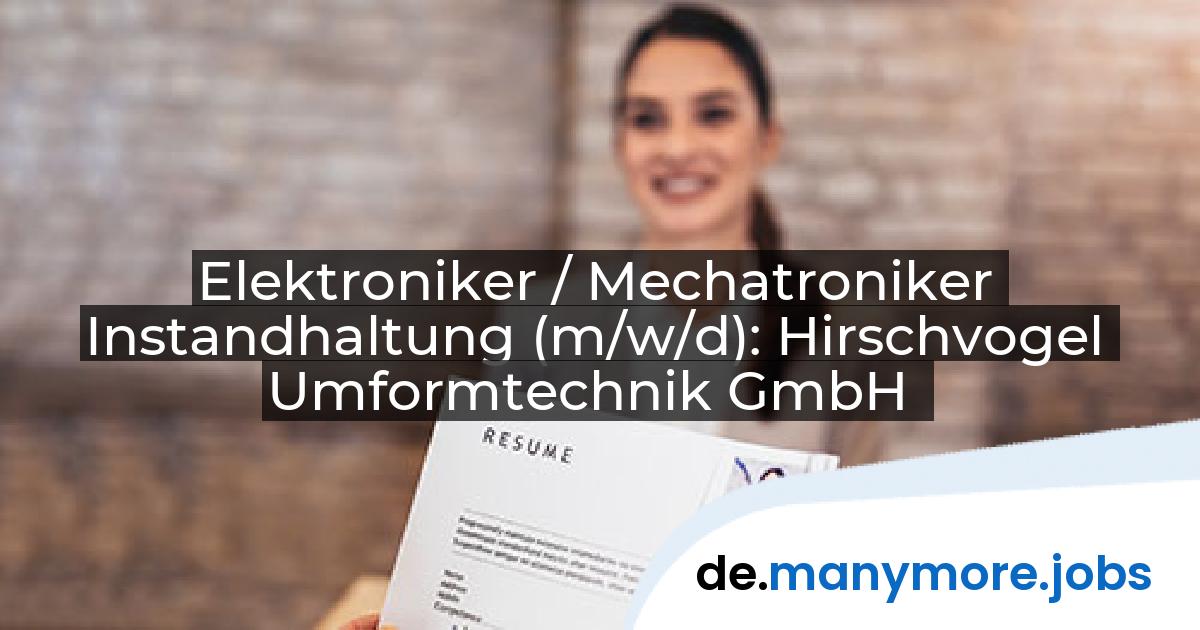 Elektroniker / Mechatroniker Instandhaltung (m/w/d): Hirschvogel Umformtechnik GmbH | manymore.jobs