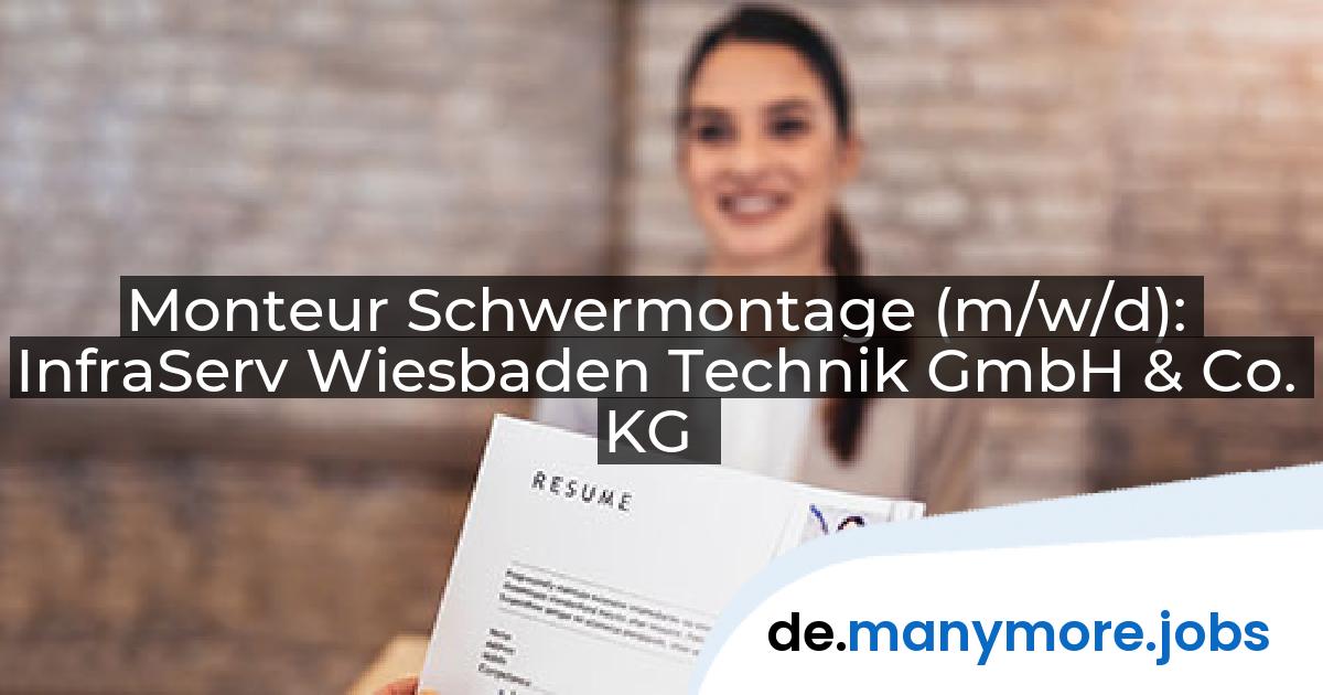 Monteur Schwermontage (m/w/d): InfraServ Wiesbaden Technik GmbH & Co. KG | manymore.jobs