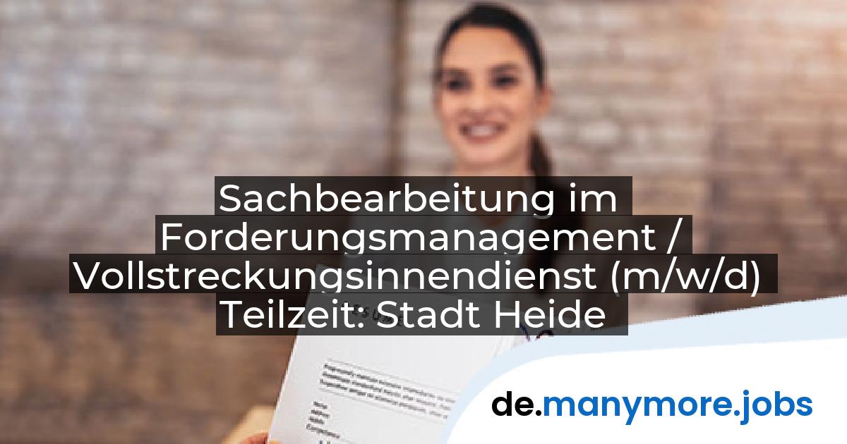 Sachbearbeitung im Forderungsmanagement / Vollstreckungsinnendienst (m/w/d) Teilzeit: Stadt Heide | manymore.jobs