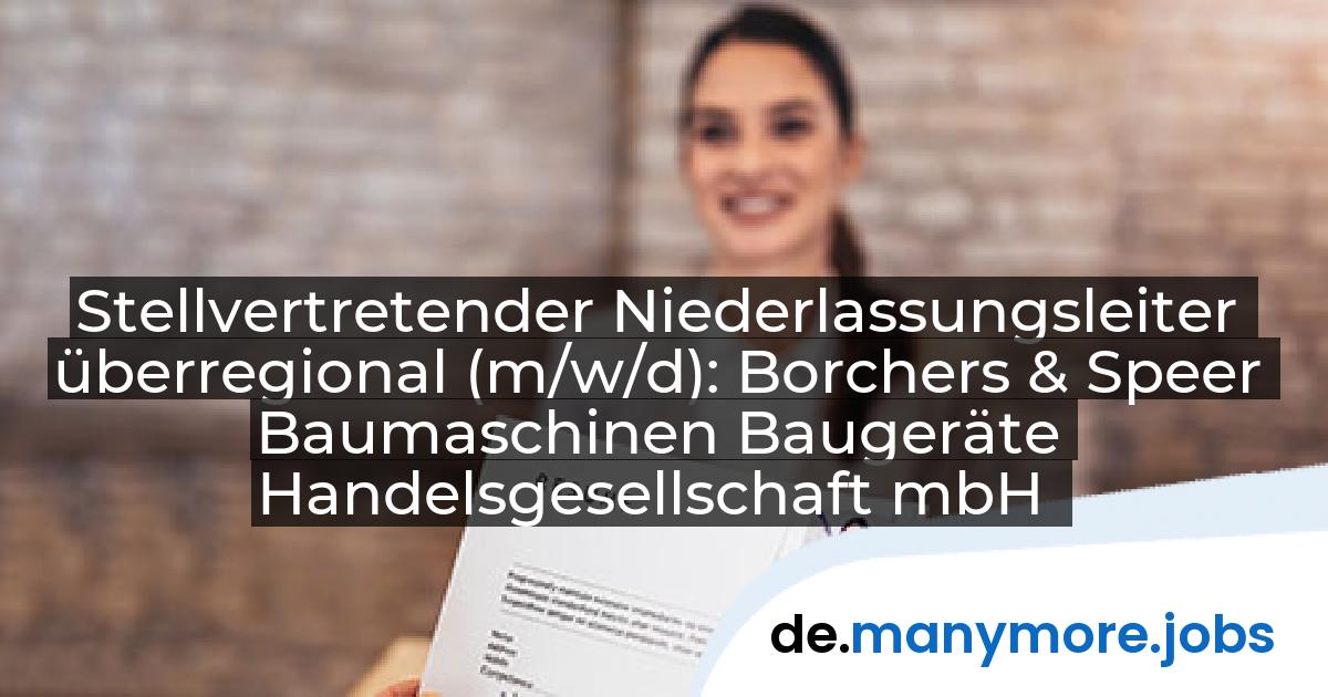 Stellvertretender Niederlassungsleiter überregional (m/w/d): Borchers & Speer Baumaschinen Baugeräte Handelsgesellschaft mbH | manymore.jobs