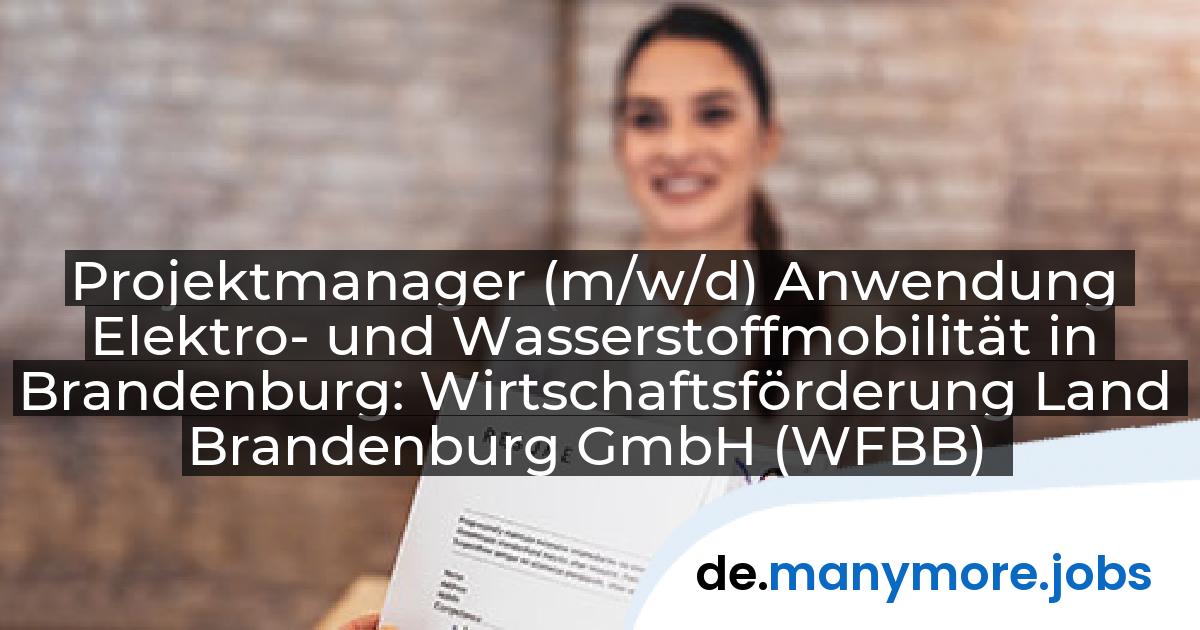 Projektmanager (m/w/d) Anwendung Elektro- und Wasserstoffmobilität in Brandenburg: Wirtschaftsförderung Land Brandenburg GmbH (WFBB) | manymore.jobs