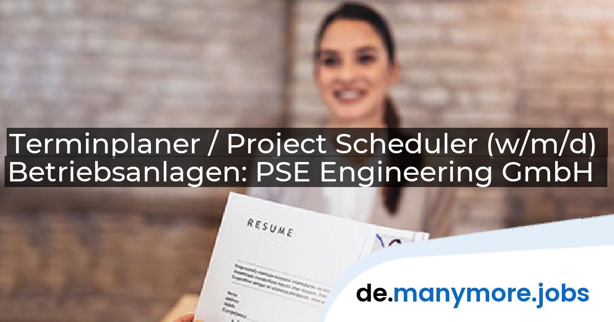 Terminplaner / Project Scheduler (w/m/d) Betriebsanlagen: PSE Engineering GmbH | manymore.jobs