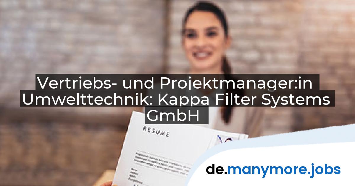 Vertriebs- und Projektmanager:in Umwelttechnik: Kappa Filter Systems GmbH | manymore.jobs
