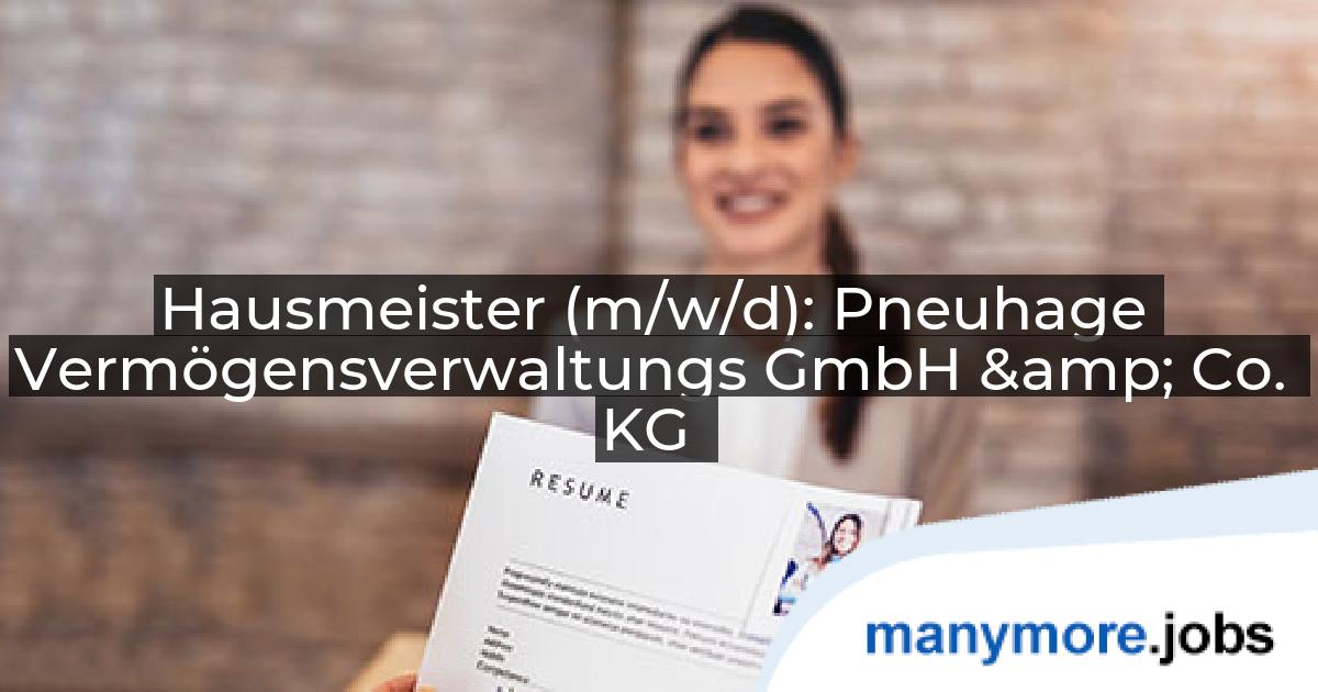 Hausmeister (m/w/d): Pneuhage Vermögensverwaltungs GmbH & Co. KG | manymore.jobs